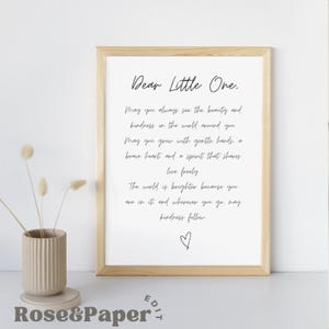 Dear Little One Nursery Print: Heartfelt Baby Room Decor (PDF Download 8x10in)