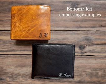 Custom Engraved Leather Wallet with RFID – Personalized Men's Bifold