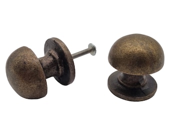 2 X Antique Brass 32mm round drawer knob / drawer handle / Cabinet handle -  Cast iron