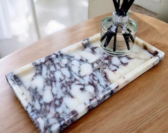 Natural Marble Decorative Rectangular Tray | Calacatta Viola Marble
