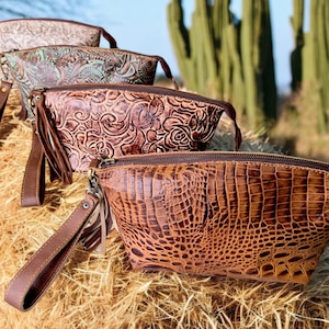Western Style Women&#39;s Embossed Genuine Leather Clutch  |  4 stunning Designs Available!  Leather clutch purse