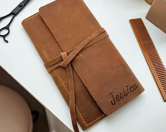 Fondina per forbici in pelle personalizzata, cintura portautensili da barbiere, borsa per forbici da salone