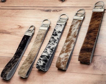 Genuine Cowhide Wrist Lanyard | Handmade Keychain Fob