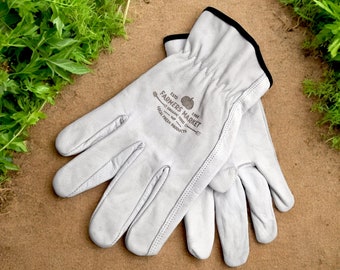 Custom engraved genuine leather gardening gloves | Laser engraved with your logo or custom text!