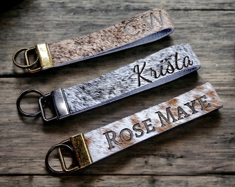 Kundenspezifisches Laser geprägtes echtes Rindsleder Armband Lanyard | Schlüsselanhänger Lanyard | Schlüsselanhänger