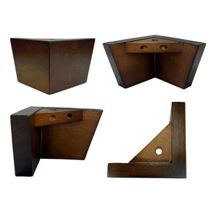 4 x Square wooden Furniture Legs | set of 4 | chunky Solid Wood furniture feet - Walnut or Black- M8 / 95mm (3.7&quot;) Tall