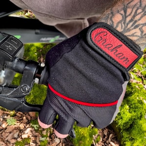 Personalised Fingerless Cycling Gloves / Biker Gloves - Add your text or logo! (B)
