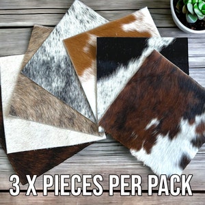 Genuine Cowhide Swatches - 3 x PIECES per pack -  20 x 20cm (8&quot; x 8&quot;)