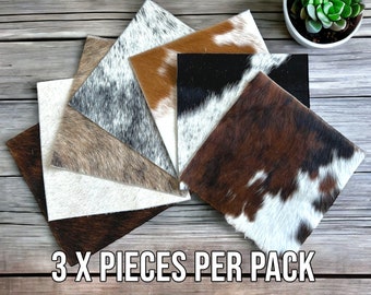 Genuine Cowhide Swatches - 3 x PIECES per pack -  20 x 20cm (8" x 8")