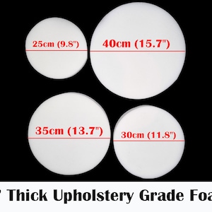 Upholstery Grade Precut circular foam | Round Foam | 50mm (2&quot;)  thick | Available in various sizes! | Bar stool seat
