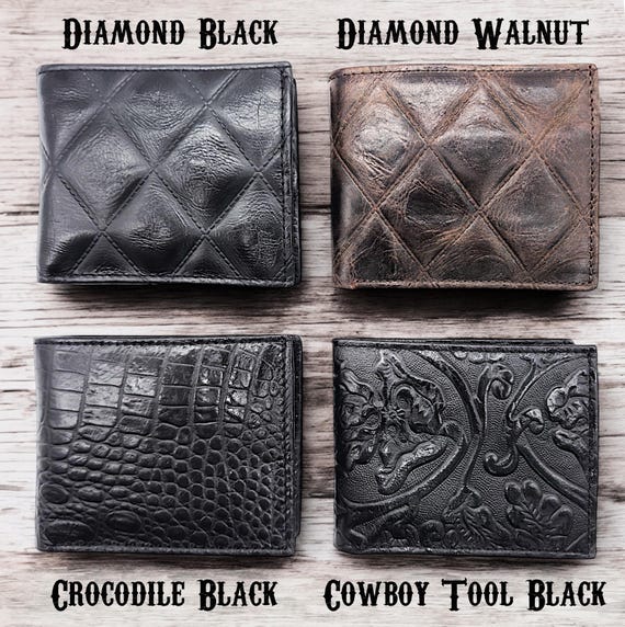 Cowboy Tool Black Genuine Leather Vintage Bi-fold Wallet