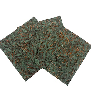 Turquoise & Copper Cowboy Tool Embossed Genuine Leather| 20x20cm (8&quot;x8&quot;)