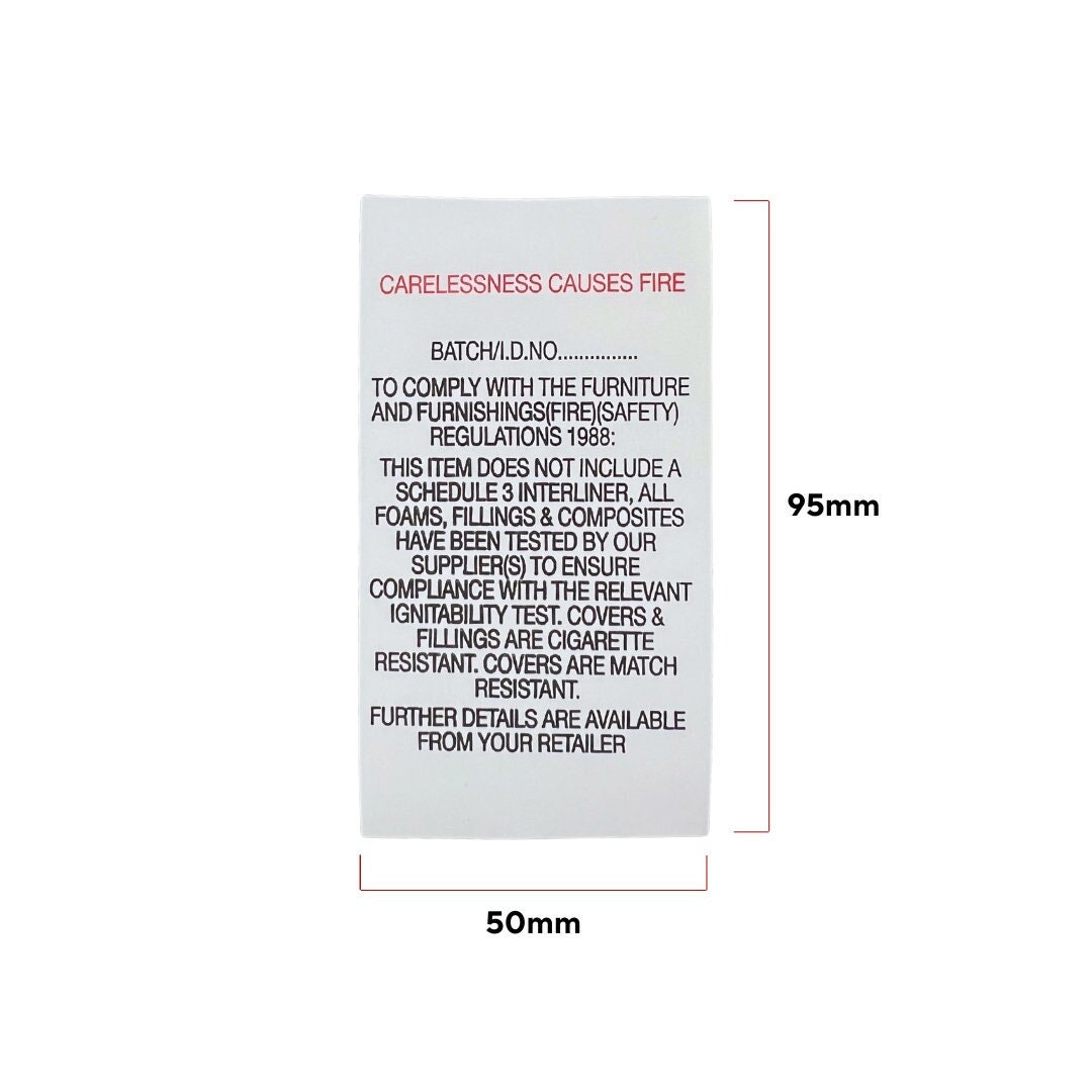 Red Sew-in Fabric Fire Labels / Carelessness Causes Fire Sew-in Label ...
