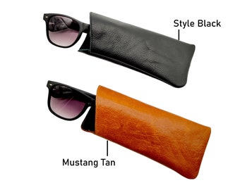 Embossed Genuine Leather Glasses Case, Handmade in Texas