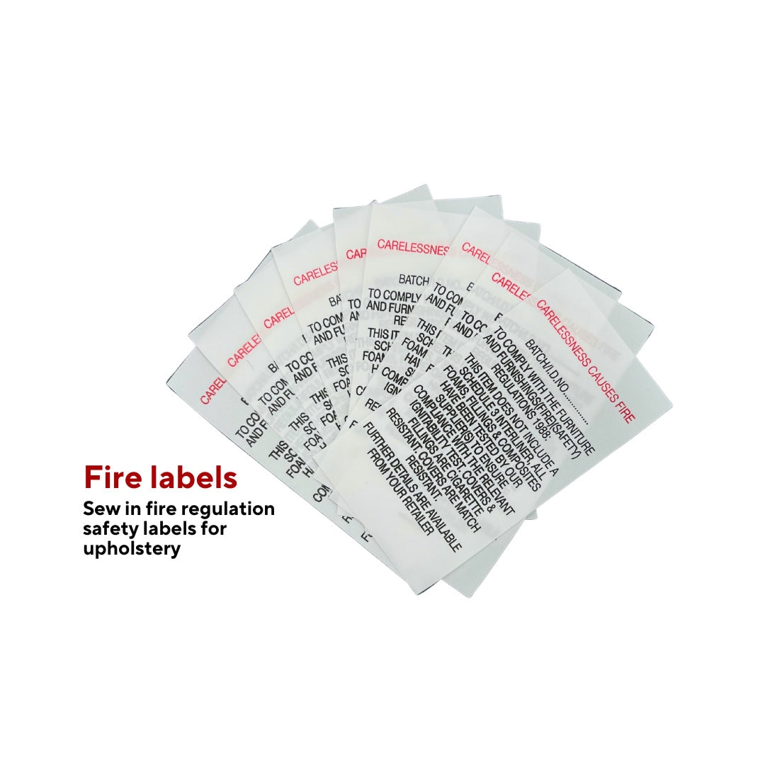 Red Sewin Fabric Fire Labels / Carelessness Causes Fire Sewin Label Etsy
