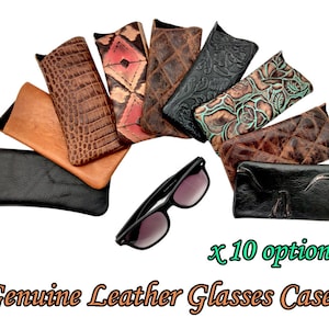 Unique & stunning Genuine Leather embossed Glasses Case / leather Sunglasses Case