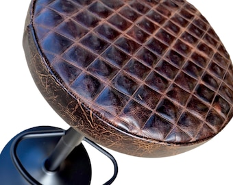 Handmade Genuine Leather Round stool Replacement Seat /  for Counter Stools and bar stools - Various colors Available