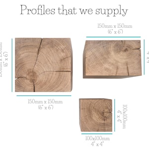 May include: Three wooden blocks, each with a different size and grain pattern. The blocks are labeled with their dimensions in inches and millimeters. The largest block is 6 inches by 6 inches, the medium block is 4 inches by 4 inches, and the smallest block is 4 inches by 4 inches.