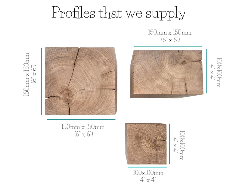 May include: Three wooden blocks, each with a different size and grain pattern. The blocks are labeled with their dimensions in inches and millimeters. The largest block is 6 inches by 6 inches, the medium block is 4 inches by 4 inches, and the smallest block is 4 inches by 4 inches.
