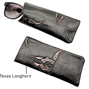 Unique & stunning Genuine Leather embossed Glasses Case / leather Sunglasses Case