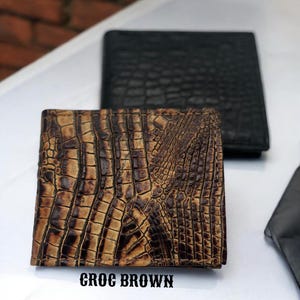 Kroko Echtleder Vintage Bi-Fold Brieftasche - Erhältlich in verschiedenen Ausführungen
