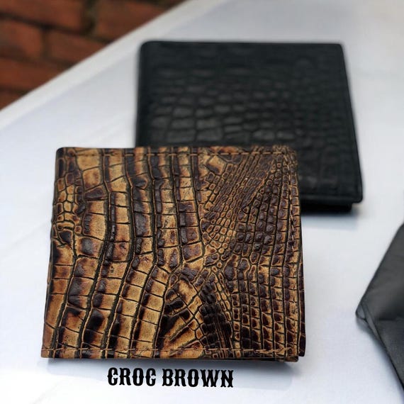 Croc Genuine Leather Vintage Bi-fold Wallet - Available in Various