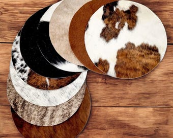 Di-cut round cowhide circles 32cm diameter - Can be used as Cowhide Placemats