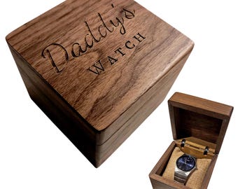 Engraved Wooden Watch Box | Personalized Acacia Wood Watch Storage