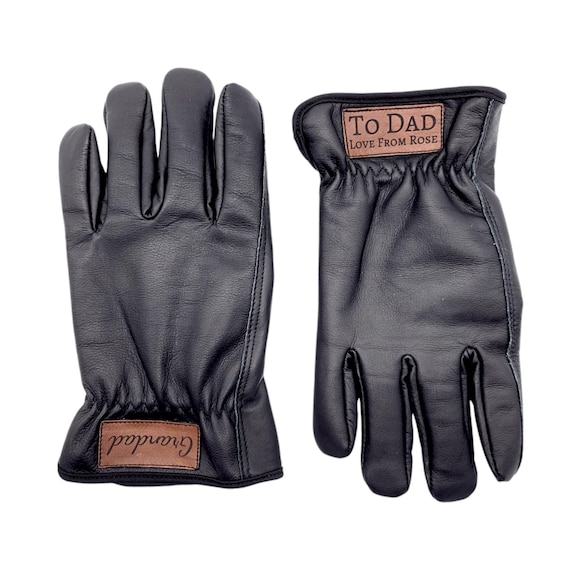 Customised Black Leather Thermal Gloves, Winter Cold Weather