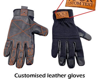 Custom Laser Engraved Leather Gloves | Heavy Duty