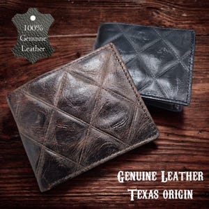 Portefeuille en cuir de luxe avec surpiqûres en losange | Conception pliée en deux | - Disponible dans de nombreux styles