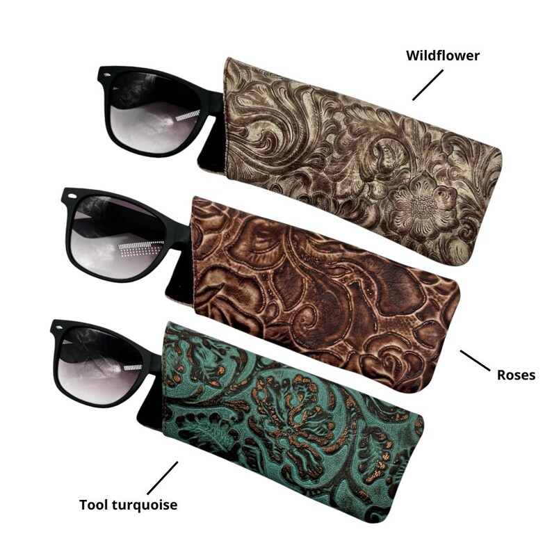 Embossed Leather Glasses Case, Handmade in Texas image 10