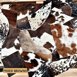 Chutes de cuir de vachette véritable pour l'artisanat Restes de peau de vache Débris de peau de vache Mixed Browns