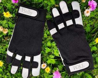 Customised Premium Leather Gardening Gloves, General Purpose Work Gloves, Personalised Gardener Gift, Custom Garden gloves