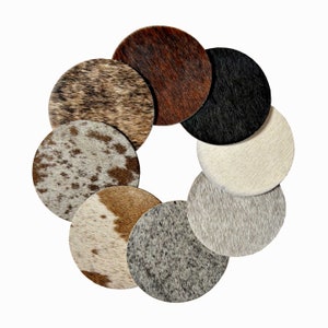 Cowhide coasters - wedding favour -  Genuine cowhide - priced per coaster - Huge variety of options, Handmade