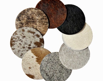 Cowhide coasters - wedding favour -  Genuine cowhide - priced per coaster - Huge variety of options, Handmade