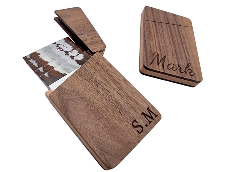 Wooden business card holder