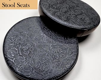 Tooled Leather Replacement Stool Seats | For Bar or Countertop