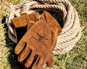Custom engraved rancher gloves | Genuine leather Laser engraved with your logo or  text!