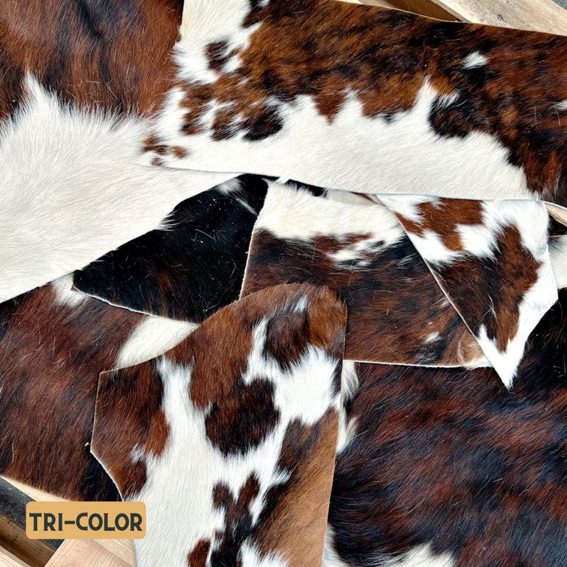 Chutes de cuir de vachette véritable pour l'artisanat Restes de peau de vache Débris de peau de vache Tri-colour