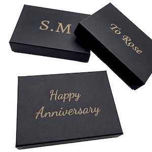 Cajas de regalo negras grabadas personalizadas / Ideal para joyas y otros pequeños obsequios / Cajas de regalo personalizadas