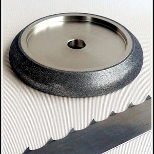 BAT 5&quot; CBN grinding wheel to grind Wood Mizer band saws on BMS250 bandsaw sharpening 10/30 9/29 4/32 7/34 127