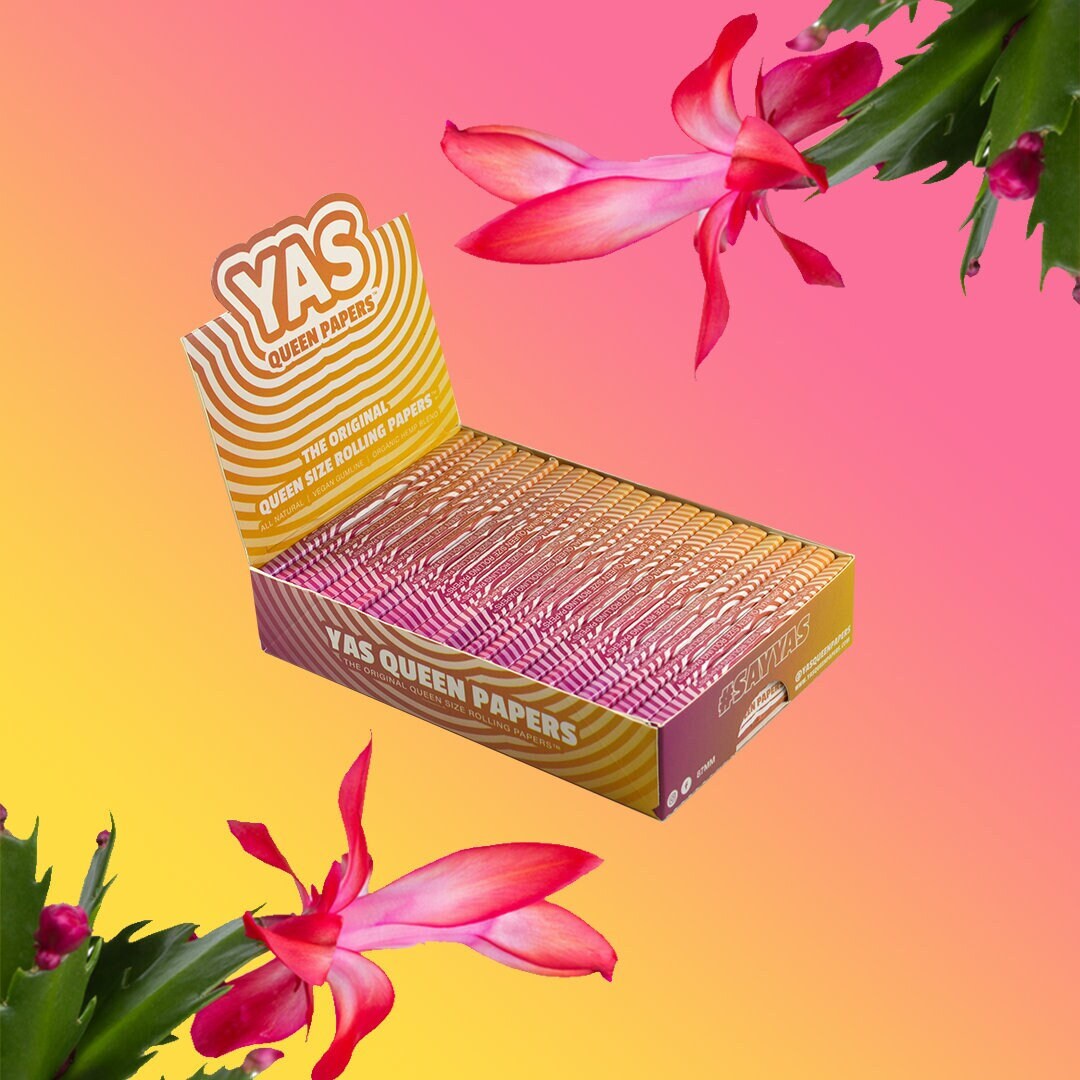 Box (25 Packs) of Yas Queen Rolling Papers - Queen Size, Organic Hemp ...