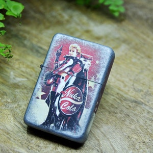 Flip Top Lighter in a case with a Fallout - Nuka Cola
