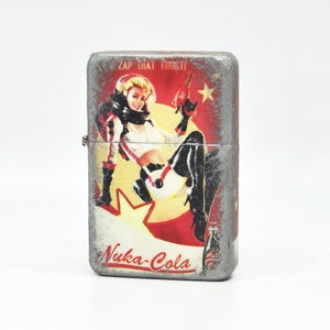 Flip Top Lighter in a case with a Fallout - Nuka Cola