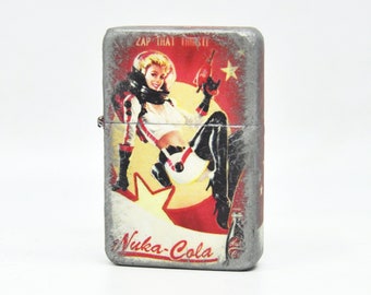 Flip Top Lighter in a case with a Fallout - Nuka Cola