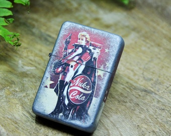 Flip Top Lighter in a case with a Fallout - Nuka Cola