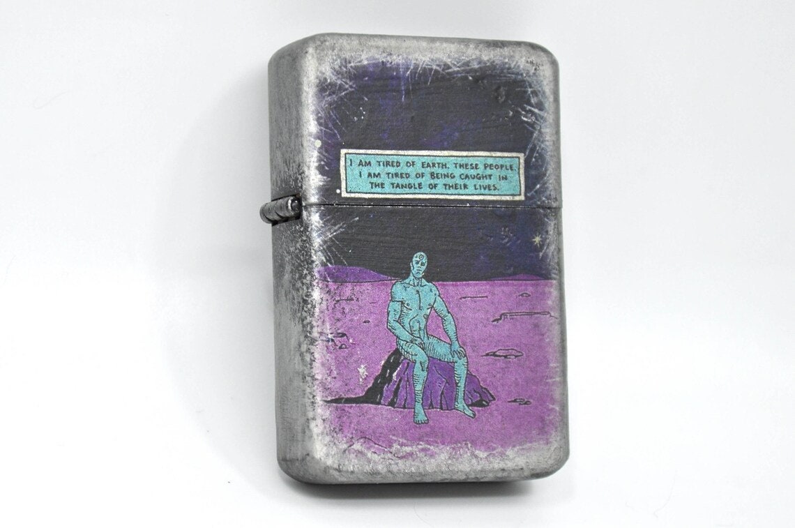 Flip Top Lighter in a Case With Watchmen- Manhattan - Etsy
