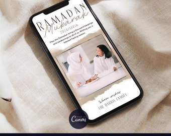 Plantilla editable de tarjeta digital Ramadán Mubarak, tarjeta Eid, tarjeta de felicitación islámica, Ramadán Mubarak, Ramadán Kareem