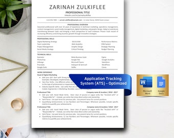 ATS Resume Template: Modern, Customizable, Professional (Word, Google Docs)